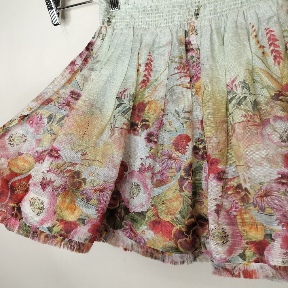 Zimmermann Wonderland Floral Mini Skirt Colorful Linen Silk - Picture 9 of 14